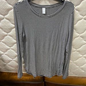 Old Navy Luxe, black and white striped long sleeve tee